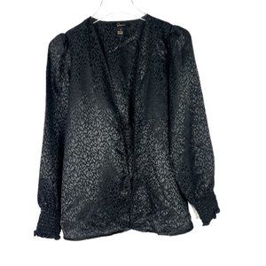 NWT Japna Leopard Print Open Front Top Black Size Small S NEW